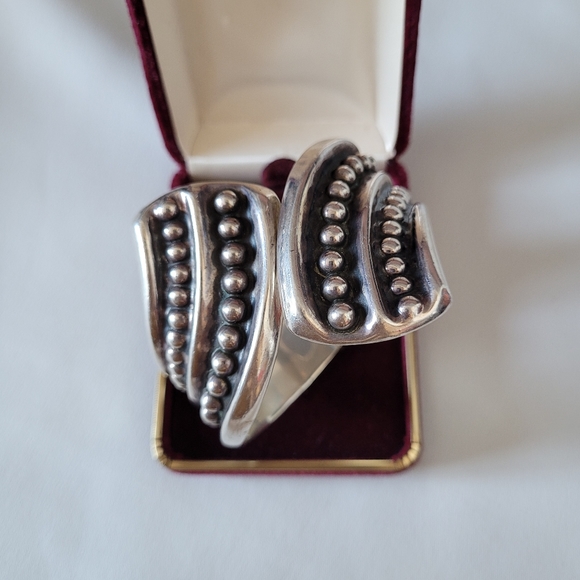 Vintage sterling silver Taxco Mexican wide clamper cuff bracelet. Marked. Gift i - Picture 9 of 10